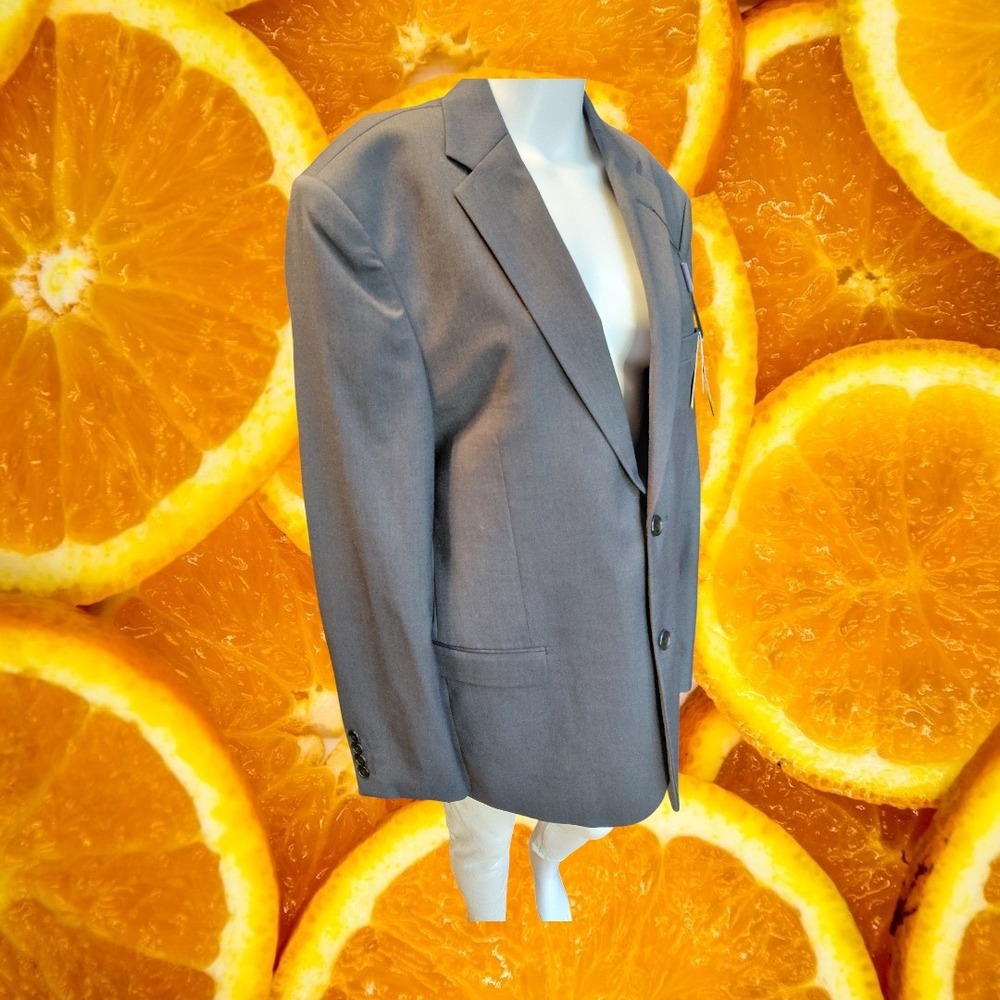 ADOLFO‎ Mens Charcoal Gray Suit Jacket Comfort Stretch Armhole Panel 40R